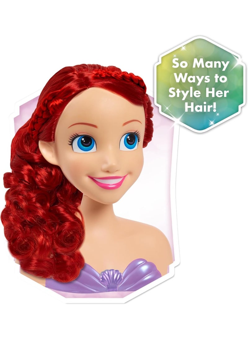 ديزني برنسيس رأس تصفيف شعر أميرة ديزني آرييل مع 7 إكسسوارات للشعر – دمية لعب بالشعر بطول 20 سم للأطفال من عمر 3 سنوات فما فوق – لعبة تصفيف شعر إبداعية للعب التخيلي - Image 3